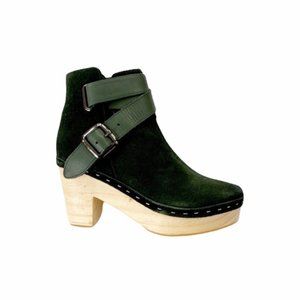 Free People Bungalow Clog Boot Emerald Green Suede